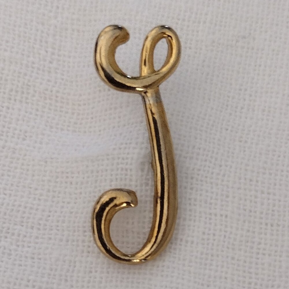 Vintage Gold Tone Metal Letter  " L " Lapel Pin
